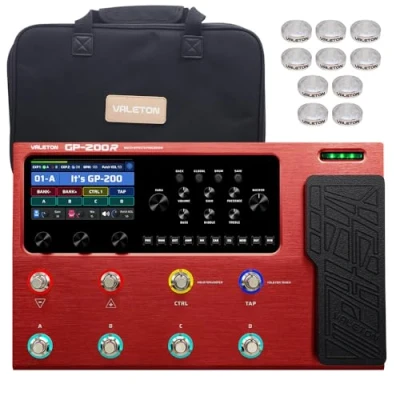Immagine di Valeton Processore multi effetti per pedale chitarra, amplificatore chitarra e basso, simulazione di armadi IR, con FX Loop MIDI I/O OTG, interfaccia audio USB borsa, 10 pezzi