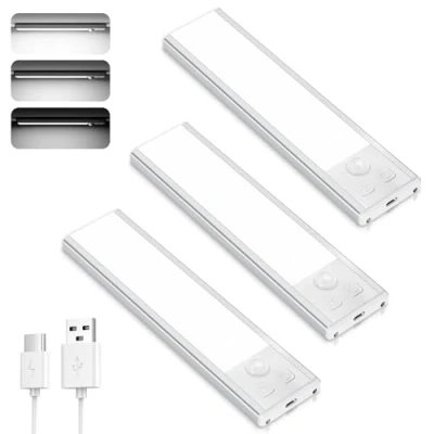 Immagine di TOPPLEE Led Sottopensile Cucina, 3pcs 15cm Luce Armadio con Sensore, 6500K Sottopensile, Sensore Movimento per Cucina Scale Corridoio Garage Letto
