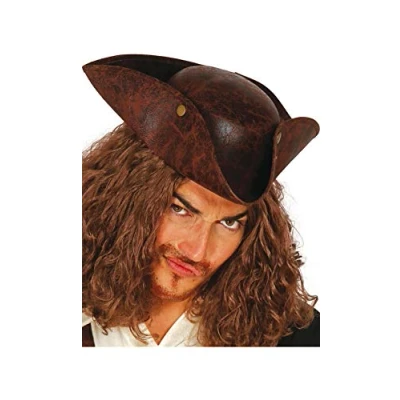 Immagine di Guirca 13385 Cappello da Corsaro in Similpelle Effetto Cuoio, Marrone, Taglia Unica