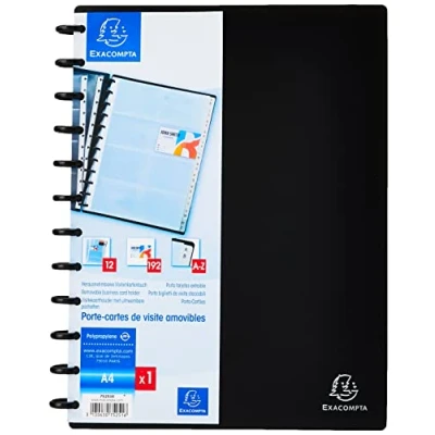 Immagine di Exacompta portabiglietti da visita ad anelli A4 con 12 Buste + Register a Z (Zipper System)