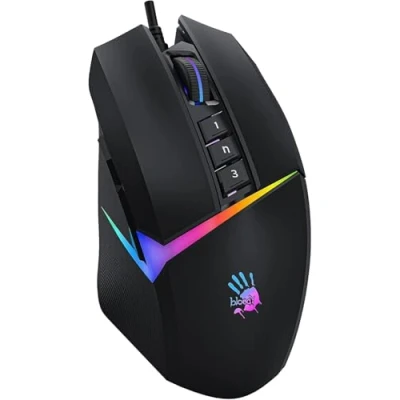 Immagine di Bloody W60 Active Gaming Mouse con 1000 CPI USB attivo, 4 type LOD interruttore di impostazione, 5 effetti luce RGB virtuali, ruota in gomma a doppia iniezione