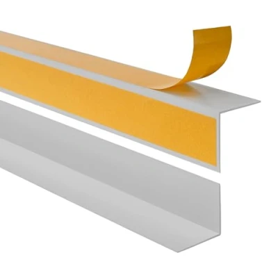Immagine di Quest Profilo angolare in PVC, autoadesivo, con nastro adesivo sull&#039;esterno, 15 x mm, 200 cm, grigio