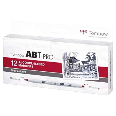Immagine di Tombow ABT PRO Pennarelli a base di alcool, 12 pezzi, colore: Grigio