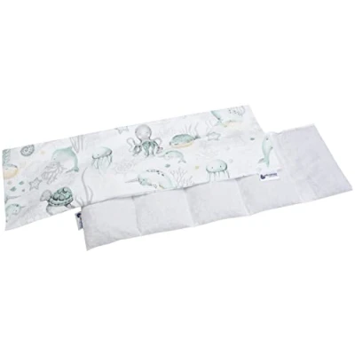 Immagine di Medi Partners Cuscino Termico noccioli ciliegio 60x20cm 800g 100% Cotone 5 Camere Grande Terapia del freddo Federa sfoderabile (Oceano)