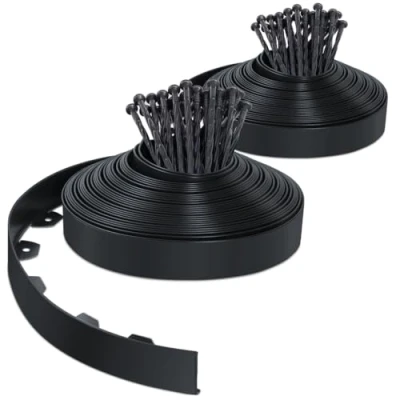 Immagine di VOUNOT Bordo Giardino Flessibile, Bordi Aiuole Plastica, con 80 Chiodi di Fissaggio, Lunghezza 40m, Altezza 5cm, Nero