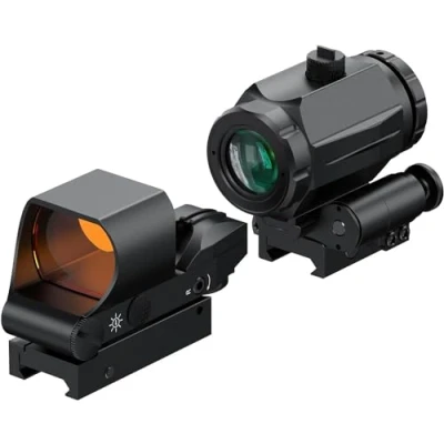 Immagine di Feyachi M40 3X Lente d&#039;ingrandimento a punto rosso con kit combinato di mirino reflex RS 30, sistema reticolo multiplo