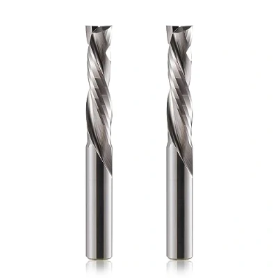 Immagine di fresa CNC a compressione da 8 mm, 2 pezzi, elicoidale flauto, lunghezza di taglio 35 spirale Up&amp;Down Cut