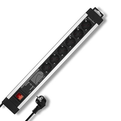 Immagine di REV 0014663913 Multipresa con interruttore 6 scomparti Nero, Argento Schuko 1 pz.