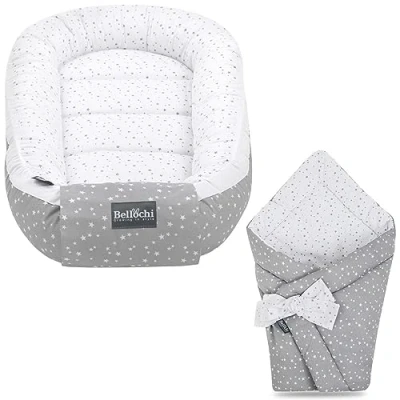 Immagine di Bellochi Set 2in1 Riduttore per Cull e Copertina Avvolgente Neonato Lettino Neonato, Baby Nest 100% Cotone Antialergico Polaris