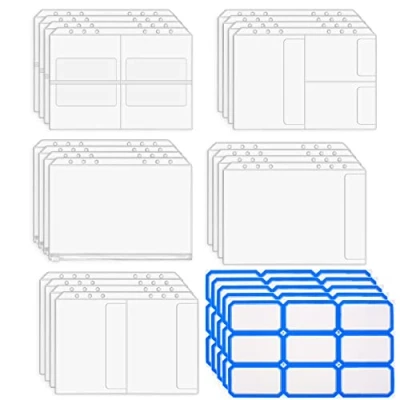 Immagine di 20 Pezzi A5 Formato Tasche Raccoglitore a 6 Fori, Cartelle in Plastica Traslucida Impermeabili, Borse Fogli Mobili per File Documenti Quaderni Carte