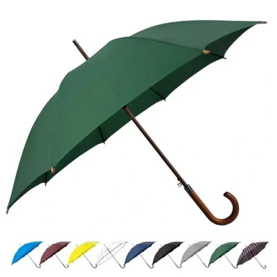 Immagine di SoulRain Ombrello classico con manico in legno, apertura automatica, antivento, infrangibile, 122 cm…