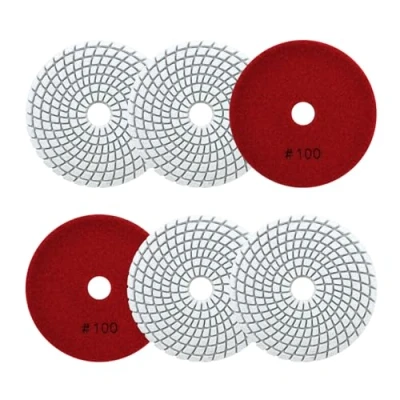 Immagine di SANLEETEK Diamantato Tamponi di Lucidatura Bagnato 100mm 6pezzi Grana 100 Dischi per Granito Marmo Pietra Artificiale Quarzo Smerigliatrice Angolare