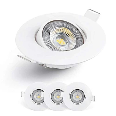 Immagine di EMOS Exclusive Faretti LED da Incasso per Cartongesso 5W / 450 Lumen 6500K Luce Bianco freddo Set di 3 pezzi Spot Orientabili a 50, Rotondi e Ultra Piatti in