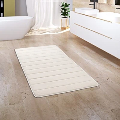 Immagine di Paco Home Tappeto Bagno Tappetino Da Doccia Morbido Memory Foam Effetto 3D Lavabile, Dimensione:60x100 cm, Colore:Crema