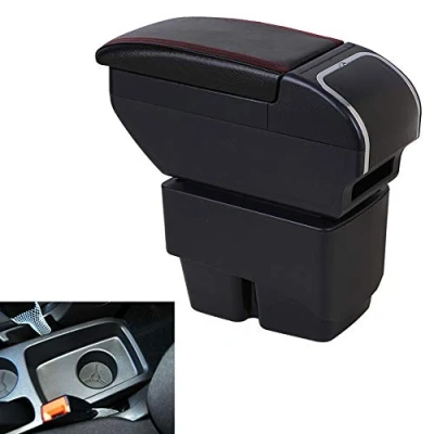 Immagine di Pour Fiesta 2011 2017 Bracciolo portaoggetti doppio con porta bicchieri, colore: Nero