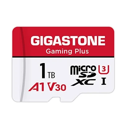 Immagine di Gigastone Micro SD 1TB, Gaming Plus, 1 TB Specialmente per Nintendo Switch Gopro Fotocamere Videocamera Tablet, Velocità Fino a 100 MB/s (R) + Adattatore Scheda SD, UHS I A1 U3 V30 MicroSDXC