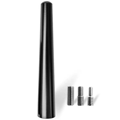 Immagine di antenna per auto, lunga 9 cm, ricezione AM, FM 87,5 108 MHz, DAB, DAB+ senza interferenze, in nero, avvitabile con adattatore universale M4 M5 M6, a stelo corto, da tetto auto
