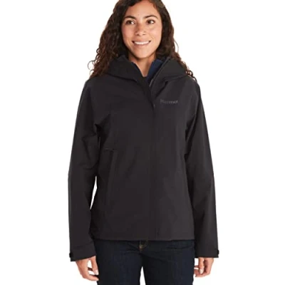 Immagine di Marmot Donna Wm&#039;S Precip Eco Pro Jacket, Giacca Antipioggia Impermeabile, Antivento, Traspirante, Windbreaker Rigido Ripiegabile, Ideale Per Escursioni E Trekking, Nero (Black), S