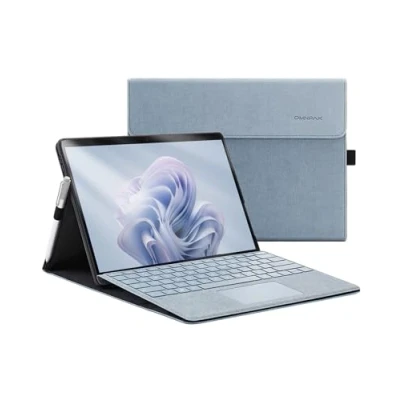 Immagine di Omnpak Custodia per tablet Surface Pro 11, 10,Pro 9 Business con portapenne, angolo di visualizzazione multiplo regolabile, compatibile la tastiera Type Cover