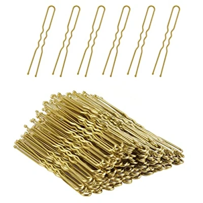 Immagine di 50 pezzi Forcine per Capelli Kit A Forma di U Fermagli dal design ondulatocapelli aghi, 6cm e ORO Donne Ragazze Parrucchiere(ORO)