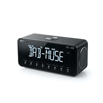 Immagine di Muse Radiosveglia DAB+ FM PLL, Bluetooth, doppio allarme, display LCD (M 196 DBT), retroilluminazione, orologio, sveglia, cicalino, snooze, funzione sleep, antenna, AUX IN, ricarica USB, batteria di