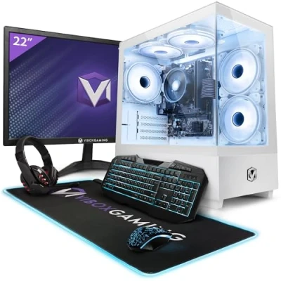 Immagine di Vibox I 56 PC Gaming 22&quot; Pacchetto Monitor Quad Core AMD Ryzen 3200G Processore 4GHz Radeon Vega 8 16GB RAM 1TB SSD Windows 11 WiFi