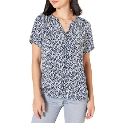 Immagine di Amazon Essentials Camicetta in Tessuto a Maniche Corte Donna, Blu Petali, L