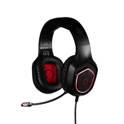 Immagine di Konix Oberon Cuffie da gioco cablate per PC, PS4, PS5, Switch e Xbox Altoparlanti 50 mm Microfono ad alta sensibilità Illuminazione LED rossa Nero