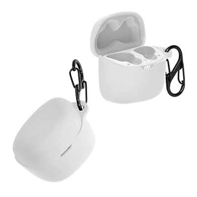 Immagine di kwmobile Custodia Silicone Cuffie Compatibile con JBL Tune Flex Cover Porta Auricolari Moschettone Case bianco