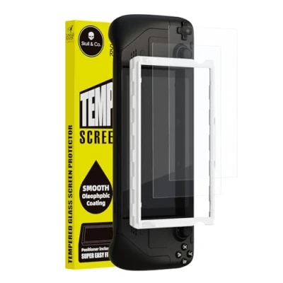 Immagine di Skull &amp; Co. High Transparency Sensitivity Tempered Glass Screen Protector for Steam Deck LCD/OLED (2 PACK) with Positioner Installation Kits HD Clarity