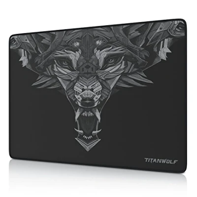 Immagine di TITANWOLF Tappetino per Mouse Gaming Mousepad Pad 250 x 350mm Base in Gomma Antiscivolo Resistente Spessore 3mm Nero