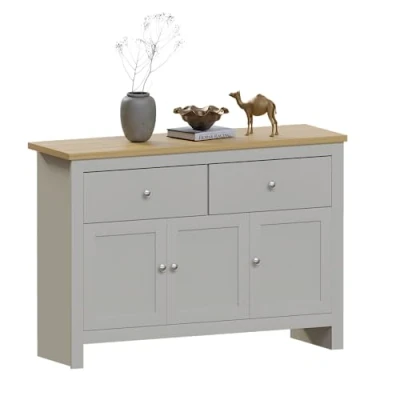 Immagine di Marchio Amazon Vida Designs Credenza Arlington con 2 Cassetti e 3 Ante, in Derivati del Legno, Grigio Quercia, Piano truciolare, MDF melammina, 35 cm D x 117 W 82 H