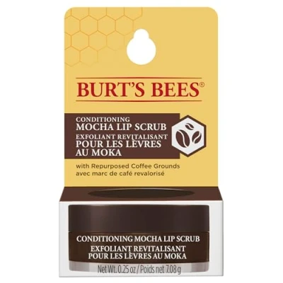 Immagine di Burt&#039;s Bees Scrub e peeling, moka, con fondi di caffè riutilizzabili cera d&#039;api per esfoliare idratare le labbra, 7,08 g