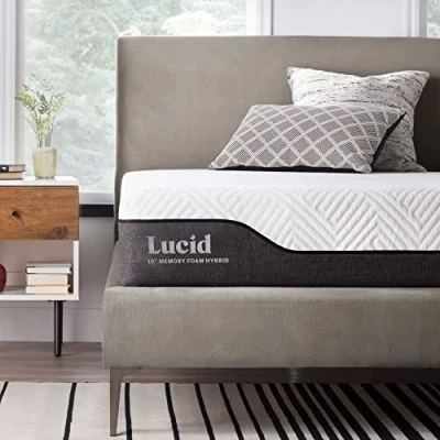 Immagine di LUCID Materasso Hybrid, Alto 25cm Memory foam &amp; molle insacchettate Con carbone di bambù e aloe vera Traspirante Rigidità media Matrimoniale 180x200 cm