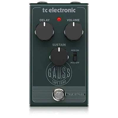 Immagine di TC Electronic GAUSS TAPE ECHO Pedale eco a nastro saturo con interruttore Mod, Delay, Sustain e controlli del volume