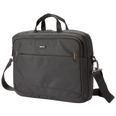 Immagine di Amazon Basics Borsa a tracolla per laptop compatto, custodia il trasporto con tasche riporre accessori, 44 cm, 1 unità, confezione da 1, Nero