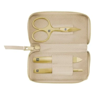 Immagine di ZWILLING set manicure (3 pezzi, custodia in vera pelle, da viaggio, con forbici per unghie combinate), premium, Gold Edition