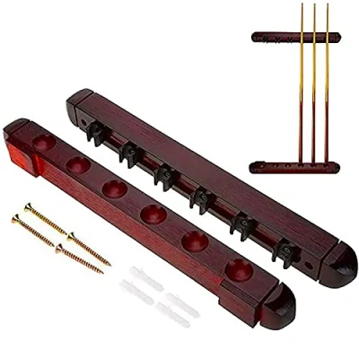 Immagine di HNJKJEU Portastecche da Parete, Legno Porta Stecche Biliardo, Biliardo per 6 Stecche,Snooker Appendere Rack Supporto,Snooker Accessori Scuole, Case, Club (Rosso Vino)