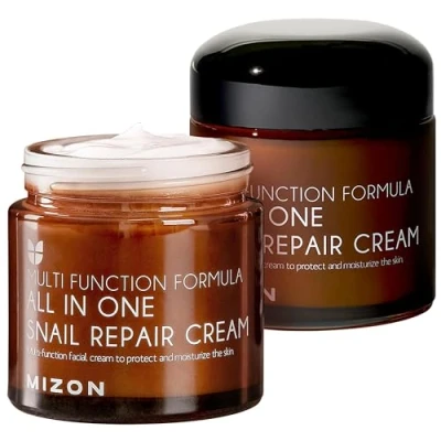 Immagine di [Mizon] crema riparatrice a la bava di lumaca (75 g), idratante per il viso con estratto mucina lumaca, cosmetico coreano tutto in uno, cura delle rughe e imperfezioni