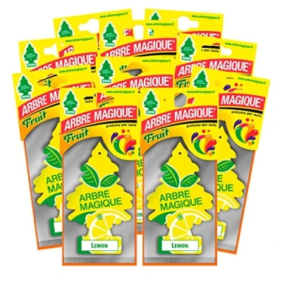 Immagine di Arbre Magique Mono, Profumatore Auto, Fragranza Lemon, Profumazione Fresca e Fruttata, Durata fino a 7 Settimane, Made in Italy, Confezione da 10 Pezzi