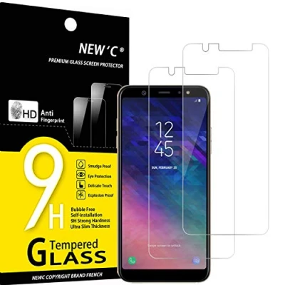 Immagine di NEW&#039;C 2 Pezzi, Vetro Temperato per Samsung Galaxy A6 Plus (2018), Pellicola Prottetiva Anti Graffio, Impronte, Senza Bolle, Durezza 9H, 0,33mm Ultra Trasparente, Resistente