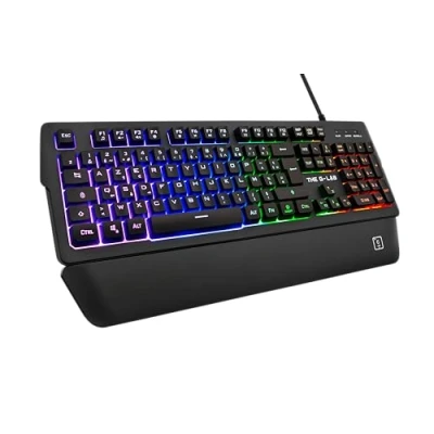 Immagine di The G Lab Keyz Palladium Tastiera Gamer AZERTY cablata USB Retroilluminazione RGB LED Multicolore, Poggiapolsi Magnetico, 26 tasti Anti ghosting, Durevole PC PS4 Xbox One (nero)