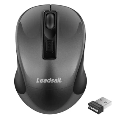 Immagine di LeadsaiL Mouse Wireless, Senza Fili per PC Portatile, USB Ergonomico, 1600 DPI, 3 Pulsanti, Clic Silenzioso, 2.4 GHz, con Ricevitore Wireless Compatibile Chromebook, Mac, Laptop