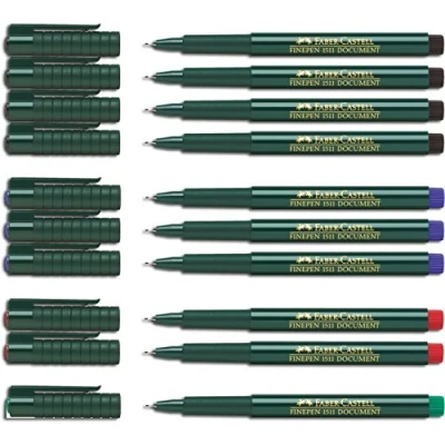 Immagine di Faber Castell, penna in fibra Fineliner 1511 con punta sottile di 0,4 mm , colori assortiti, 10 Stifte