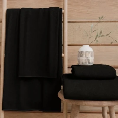 Immagine di PETTI Artigiani Italiani Asciugamani Bagno in 100% Spugna di Cotone, Set 1+1, 2 Pezzi 1 Asciugamano Viso e Mani, Nero