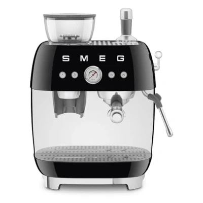 Immagine di Smeg, Macchina da Caffè Espresso Manuale EGF03BLEU, con Macinacaffè Integrato, Thermoblock, 4 Livelli di Temperatura, Lancia a Vapore e Manometro, Serbatoio 1 L, Dimensioni Compatte, 1350W, Nero