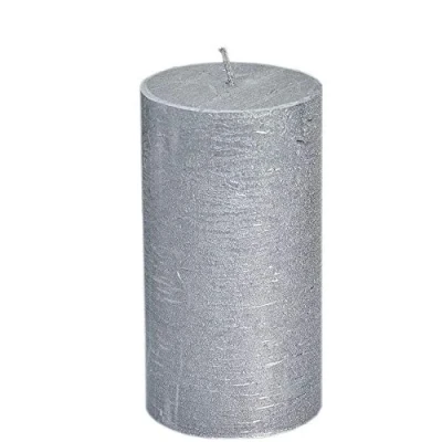 Immagine di Spaas Candela a Colonna Senza Profumo, 70/130 mm, 60 Ore, Argento