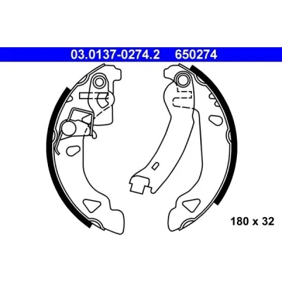 Immagine di ATE 03.0137 0274.2 Ganasce Freno 180 32 con leva regolazione automatica FIAT: Punto I Hatchback, Cabrio, Brava LANCIA: Y
