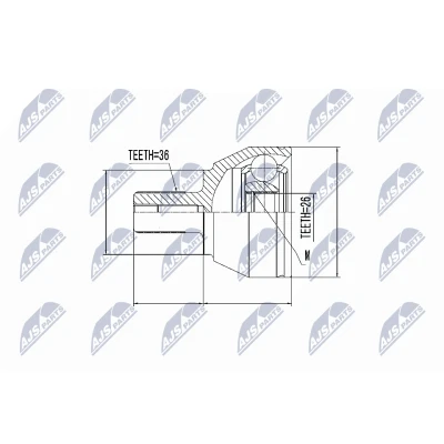 Immagine di NTY NPZ VV 014 Kit Giunto Omocinetico cambio manuale, manuale a 5 marce Assale anteriore Sx, Dx, sul lato del