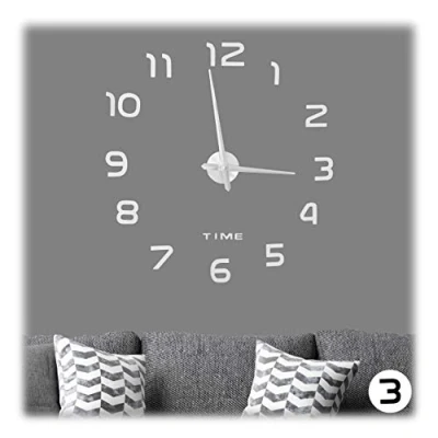 Immagine di relaxdays Orologio da Parete DIY, Numeri 3D Adesivo Murale Autoadesivo Facile Montaggio Grandezza Variabile, Argento